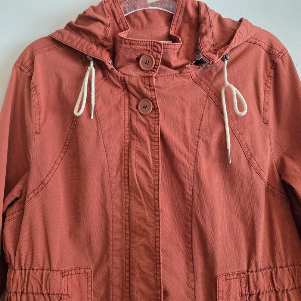 ANTHROPOLOGIE Longline Anorak Utility Jacket Large Terracotta - Picture 3 of 9